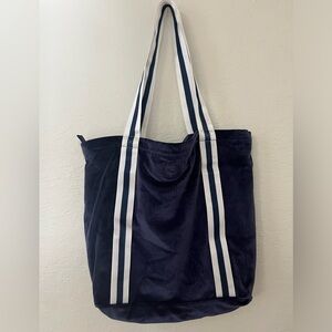 NWOT - VS Pink navy blue and white velvet tote